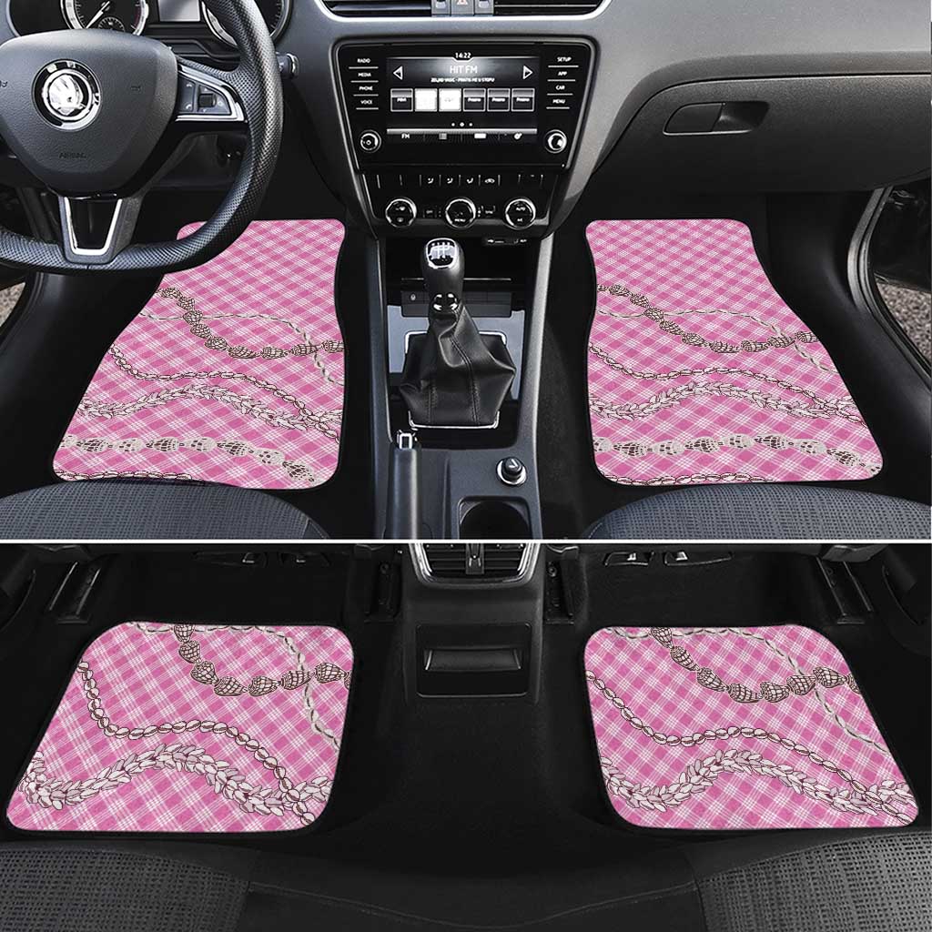 Pink Aloha Hawaii Shell Lei Car Mats Palaka Hebrew Cone Honey Cowrie Elegant Curves - Polynesian Pride