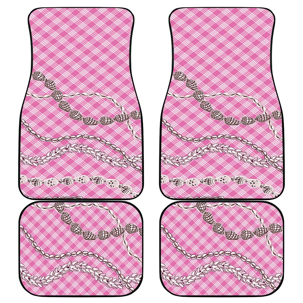 Pink Aloha Hawaii Shell Lei Car Mats Palaka Hebrew Cone Honey Cowrie Elegant Curves - Polynesian Pride