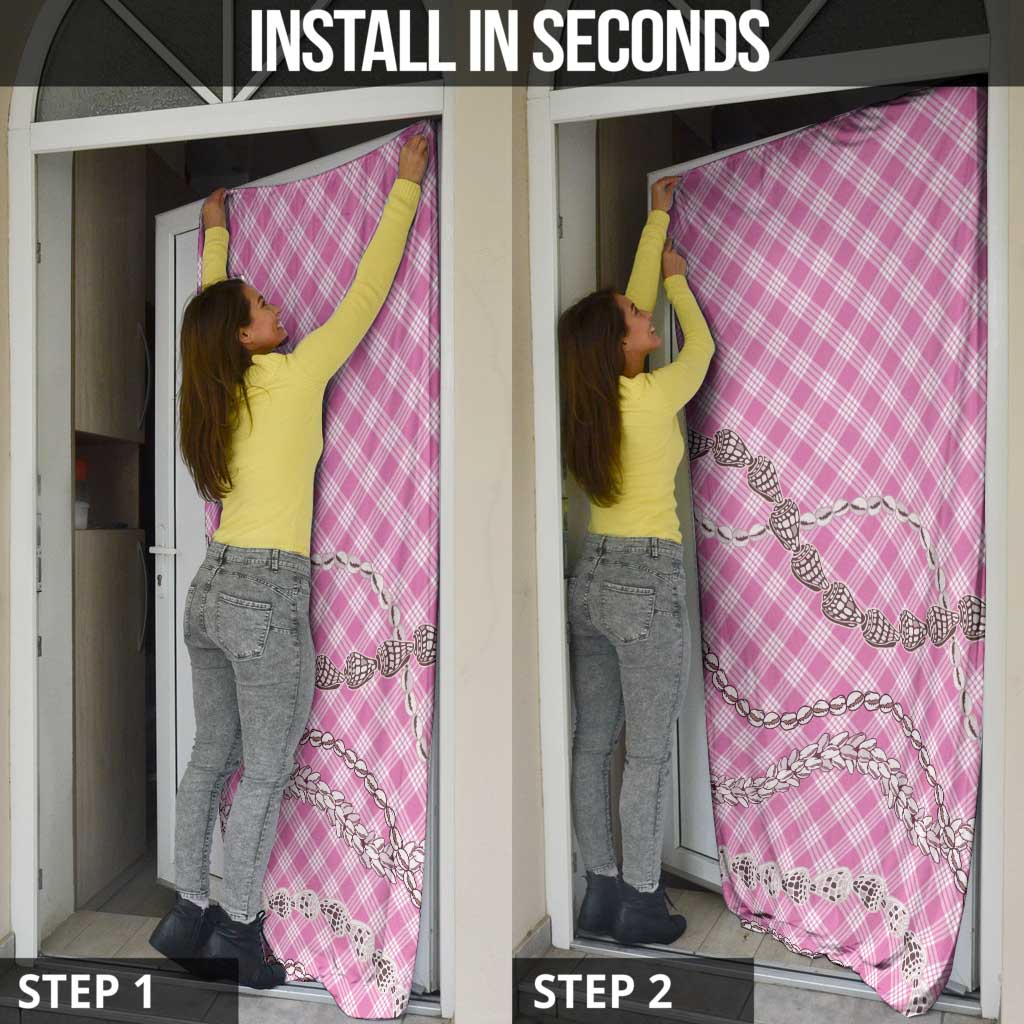 Pink Aloha Hawaii Shell Lei Door Cover Palaka Hebrew Cone Honey Cowrie Elegant Curves - Polynesian Pride