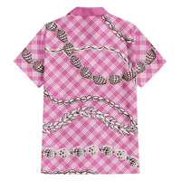 Pink Aloha Hawaii Shell Lei Family Matching Mermaid Dress and Hawaiian Shirt Palaka Hebrew Cone Honey Cowrie Elegant Curves LT14 - Polynesian Pride