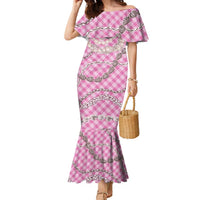 Pink Aloha Hawaii Shell Lei Family Matching Mermaid Dress and Hawaiian Shirt Palaka Hebrew Cone Honey Cowrie Elegant Curves LT14 Mom's Dress Pink - Polynesian Pride