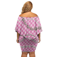 Pink Aloha Hawaii Shell Lei Family Matching Off Shoulder Short Dress and Hawaiian Shirt Palaka Hebrew Cone Honey Cowrie Elegant Curves LT14 - Polynesian Pride