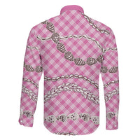 Pink Aloha Hawaii Shell Lei Family Matching Puletasi and Hawaiian Shirt Palaka Hebrew Cone Honey Cowrie Elegant Curves LT14 - Polynesian Pride