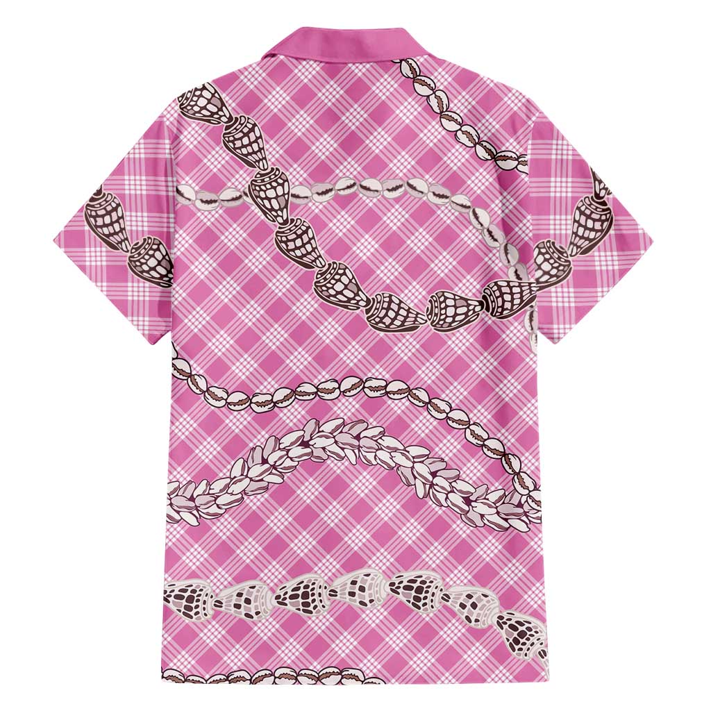 Pink Aloha Hawaii Shell Lei Family Matching Summer Maxi Dress and Hawaiian Shirt Palaka Hebrew Cone Honey Cowrie Elegant Curves LT14 - Polynesian Pride