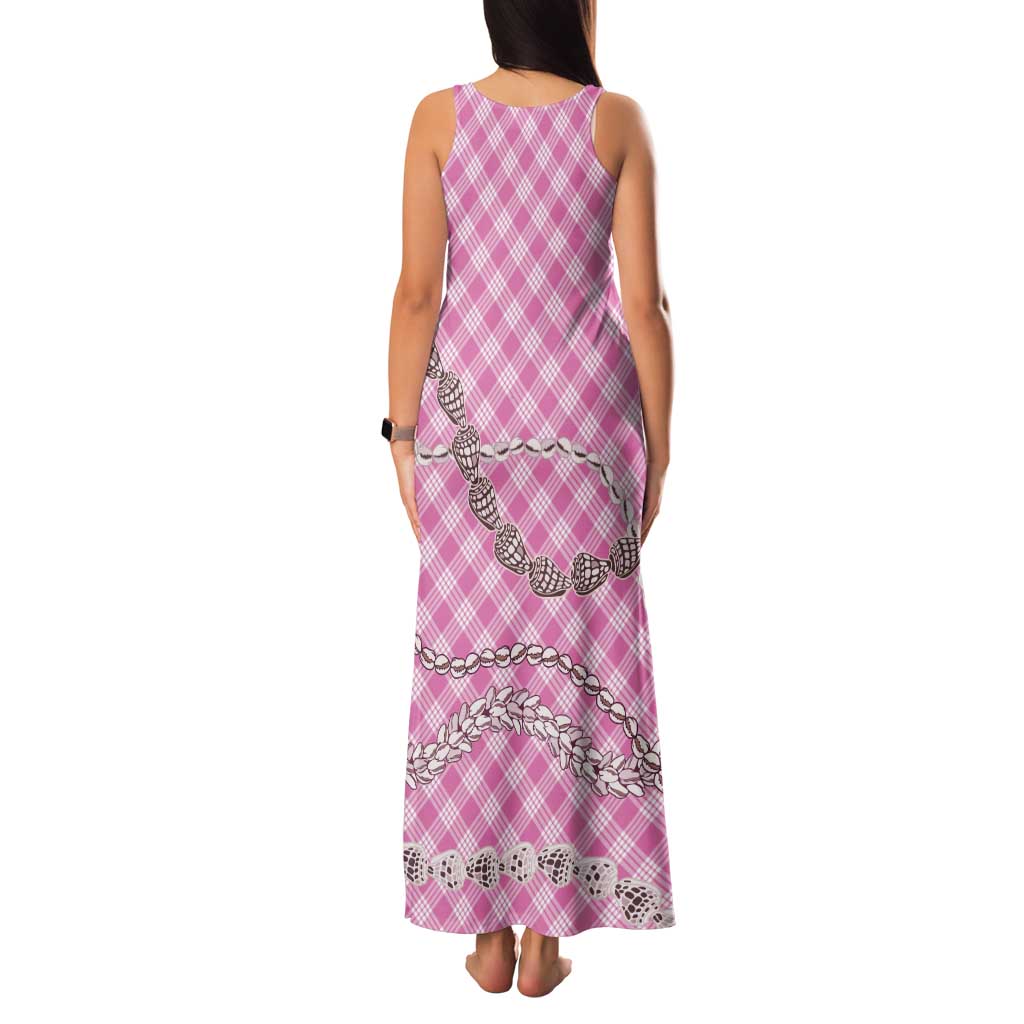 Pink Aloha Hawaii Shell Lei Family Matching Tank Maxi Dress and Hawaiian Shirt Palaka Hebrew Cone Honey Cowrie Elegant Curves LT14 - Polynesian Pride