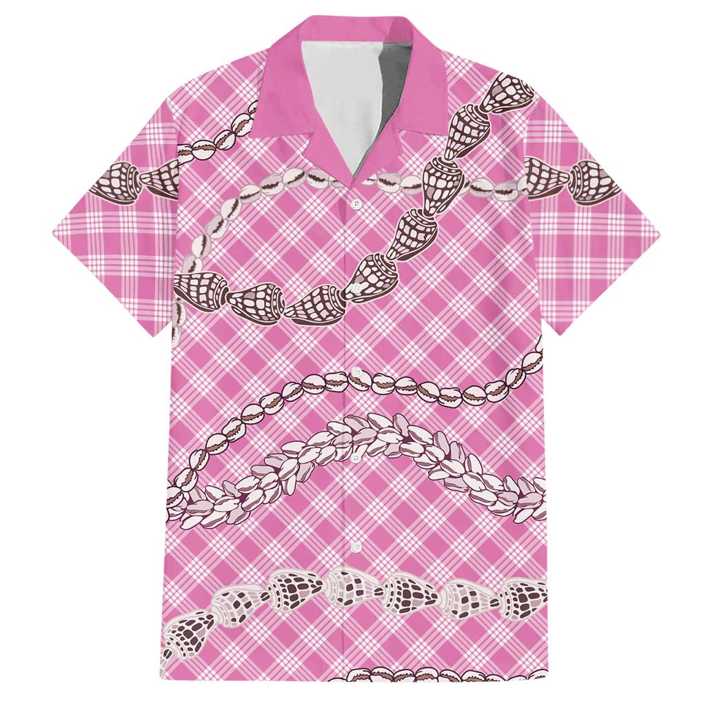 Pink Aloha Hawaii Shell Lei Hawaiian Shirt Palaka Hebrew Cone Honey Cowrie Elegant Curves - Polynesian Pride