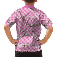 Pink Aloha Hawaii Shell Lei Kid Hawaiian Shirt Palaka Hebrew Cone Honey Cowrie Elegant Curves - Polynesian Pride