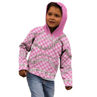 Pink Aloha Hawaii Shell Lei Kid Hoodie Palaka Hebrew Cone Honey Cowrie Elegant Curves - Polynesian Pride
