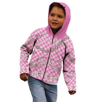 Pink Aloha Hawaii Shell Lei Kid Hoodie Palaka Hebrew Cone Honey Cowrie Elegant Curves - Polynesian Pride