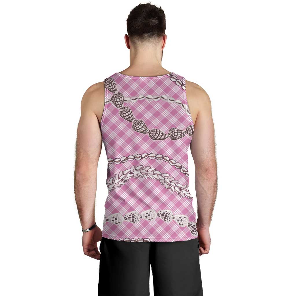 Pink Aloha Hawaii Shell Lei Men Tank Top Palaka Hebrew Cone Honey Cowrie Elegant Curves - Polynesian Pride