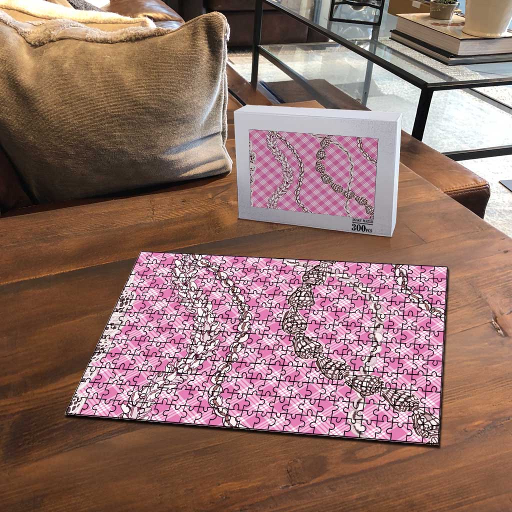 Pink Aloha Hawaii Shell Lei Puzzle Palaka Hebrew Cone Honey Cowrie Elegant Curves - Polynesian Pride