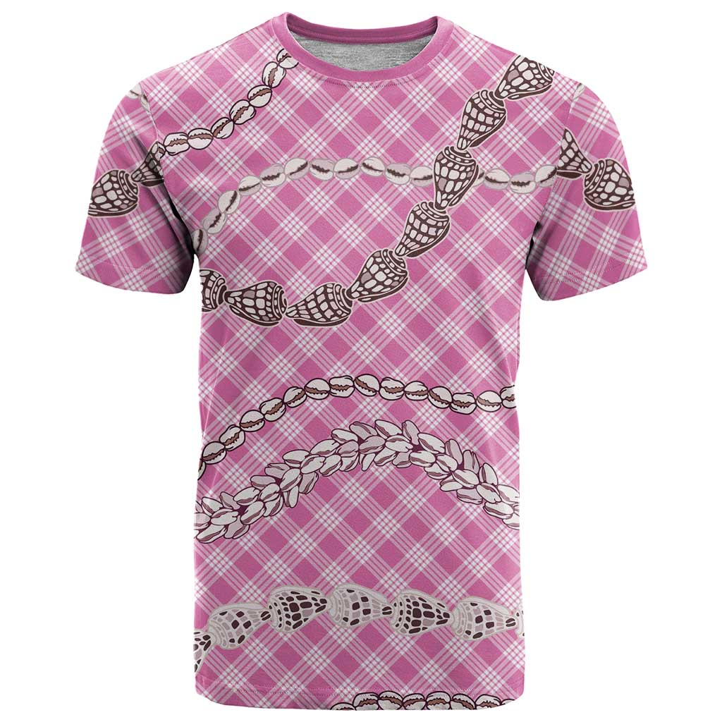 Pink Aloha Hawaii Shell Lei T Shirt Palaka Hebrew Cone Honey Cowrie Elegant Curves - Polynesian Pride