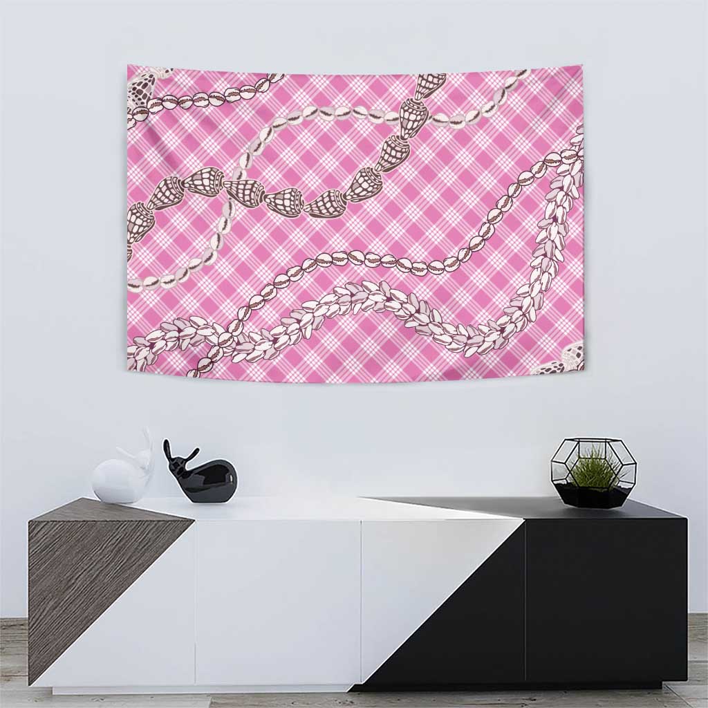 Pink Aloha Hawaii Shell Lei Tapestry Palaka Hebrew Cone Honey Cowrie Elegant Curves - Polynesian Pride