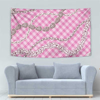 Pink Aloha Hawaii Shell Lei Tapestry Palaka Hebrew Cone Honey Cowrie Elegant Curves - Polynesian Pride