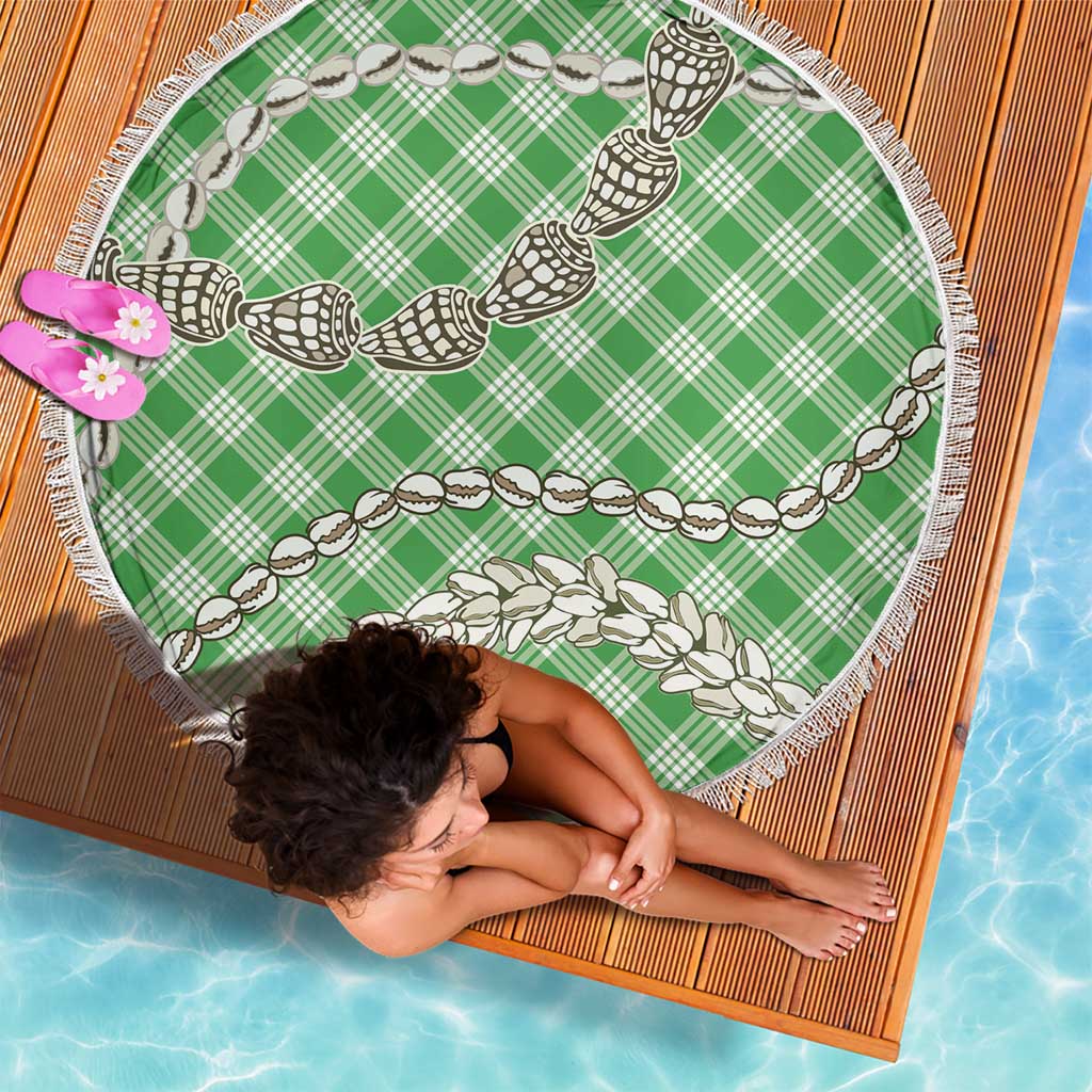 Green Aloha Hawaii Shell Lei Beach Blanket Palaka Hebrew Cone Honey Cowrie Elegant Curves - Polynesian Pride