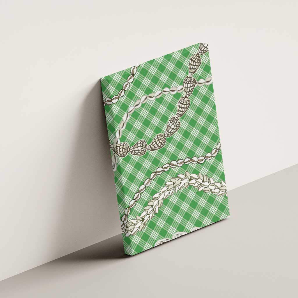 Green Aloha Hawaii Shell Lei Canvas Wall Art Palaka Hebrew Cone Honey Cowrie Elegant Curves - Polynesian Pride