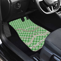 Green Aloha Hawaii Shell Lei Car Mats Palaka Hebrew Cone Honey Cowrie Elegant Curves - Polynesian Pride