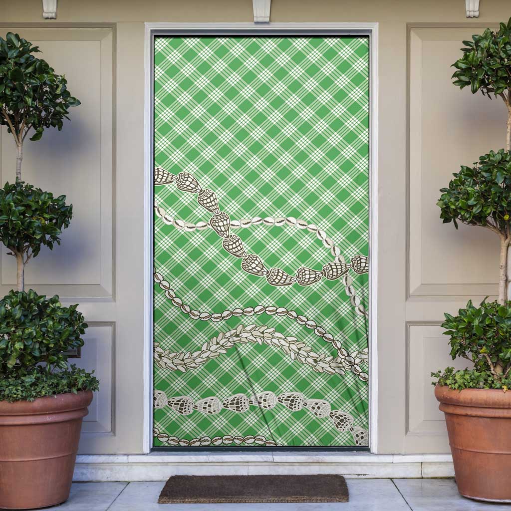 Green Aloha Hawaii Shell Lei Door Cover Palaka Hebrew Cone Honey Cowrie Elegant Curves - Polynesian Pride