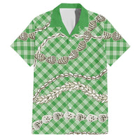 Green Aloha Hawaii Shell Lei Family Matching Puletasi and Hawaiian Shirt Palaka Hebrew Cone Honey Cowrie Elegant Curves LT14 Dad's Shirt - Short Sleeve Green - Polynesian Pride