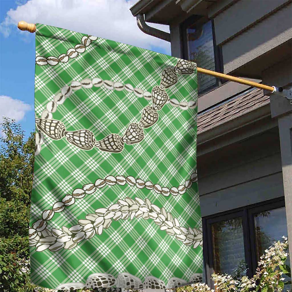 Green Aloha Hawaii Shell Lei Garden Flag Palaka Hebrew Cone Honey Cowrie Elegant Curves - Polynesian Pride