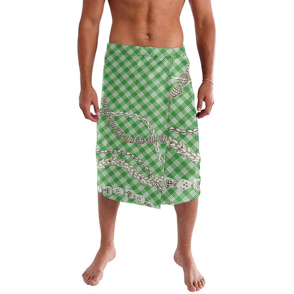 Green Aloha Hawaii Shell Lei Lavalava Palaka Hebrew Cone Honey Cowrie Elegant Curves - Polynesian Pride