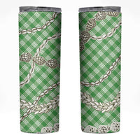 Green Aloha Hawaii Shell Lei Skinny Tumbler Palaka Hebrew Cone Honey Cowrie Elegant Curves - Polynesian Pride
