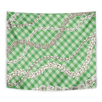 Green Aloha Hawaii Shell Lei Tapestry Palaka Hebrew Cone Honey Cowrie Elegant Curves - Polynesian Pride