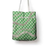 Green Aloha Hawaii Shell Lei Tote Bag Palaka Hebrew Cone Honey Cowrie Elegant Curves - Polynesian Pride