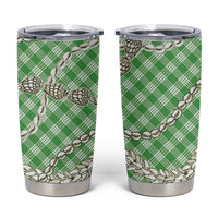Green Aloha Hawaii Shell Lei Tumbler Cup Palaka Hebrew Cone Honey Cowrie Elegant Curves - Polynesian Pride