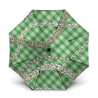Green Aloha Hawaii Shell Lei Umbrella Palaka Hebrew Cone Honey Cowrie Elegant Curves - Polynesian Pride