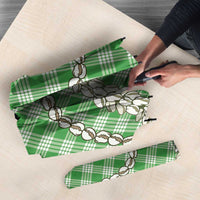 Green Aloha Hawaii Shell Lei Umbrella Palaka Hebrew Cone Honey Cowrie Elegant Curves - Polynesian Pride