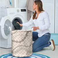 Beige Aloha Hawaii Shell Lei Laundry Basket Palaka Hebrew Cone Honey Cowrie Elegant Curves - Polynesian Pride
