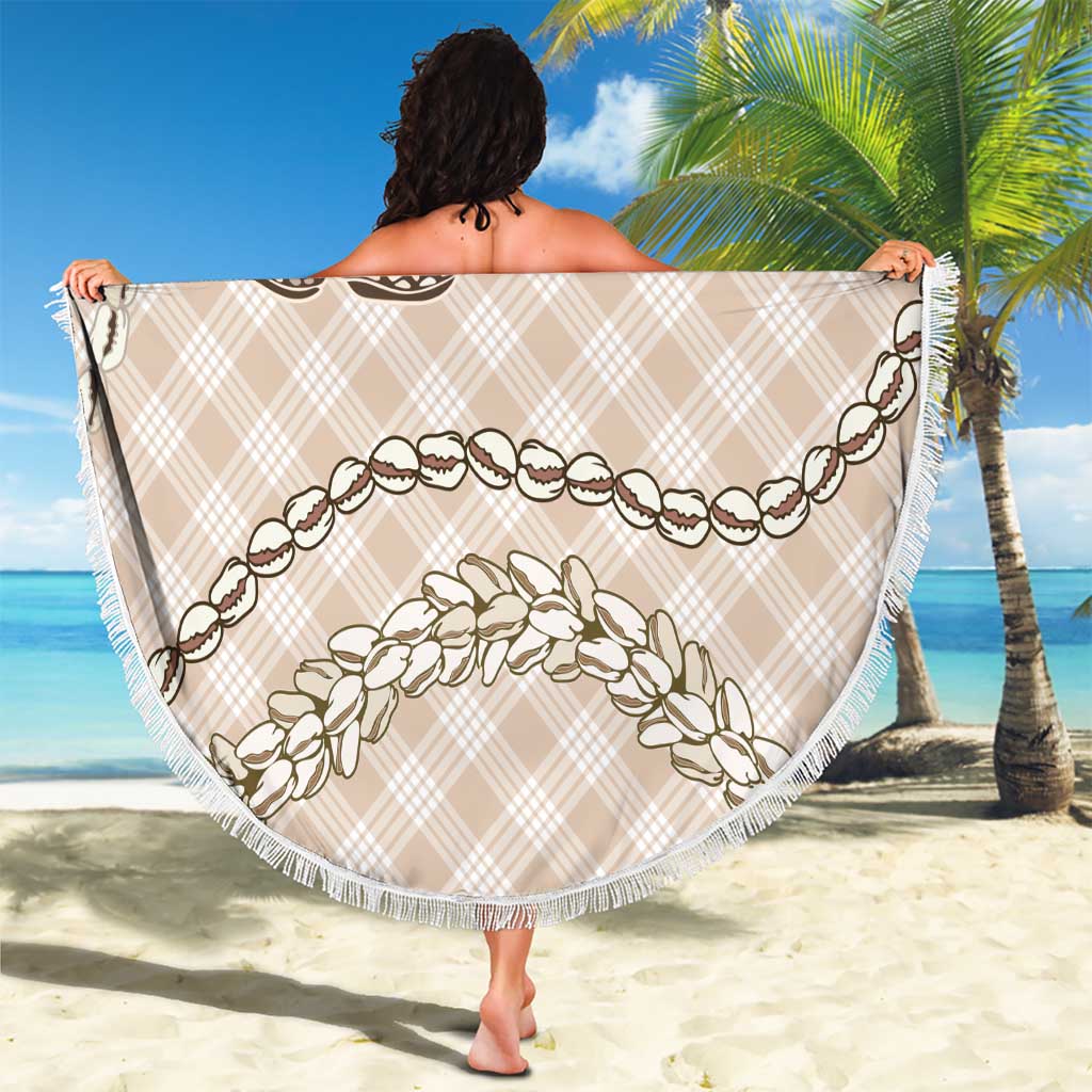 Beige Aloha Hawaii Shell Lei Beach Blanket Palaka Hebrew Cone Honey Cowrie Elegant Curves - Polynesian Pride