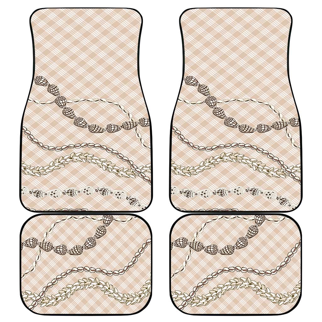 Beige Aloha Hawaii Shell Lei Car Mats Palaka Hebrew Cone Honey Cowrie Elegant Curves - Polynesian Pride