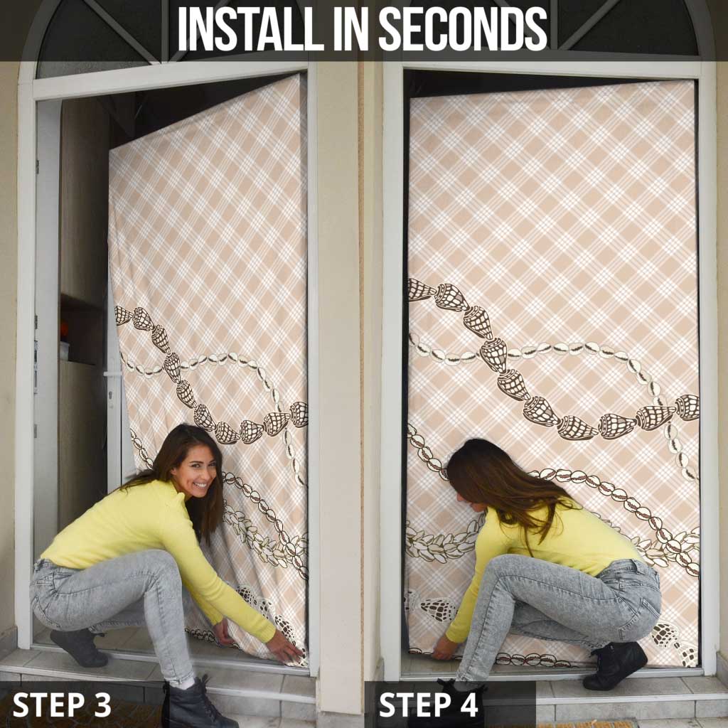 Beige Aloha Hawaii Shell Lei Door Cover Palaka Hebrew Cone Honey Cowrie Elegant Curves - Polynesian Pride