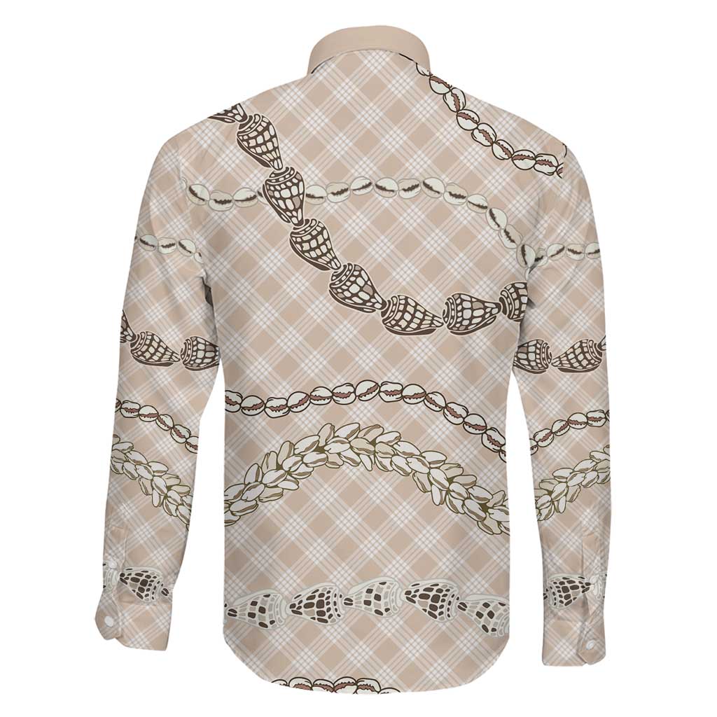 Beige Aloha Hawaii Shell Lei Family Matching Mermaid Dress and Hawaiian Shirt Palaka Hebrew Cone Honey Cowrie Elegant Curves LT14 - Polynesian Pride