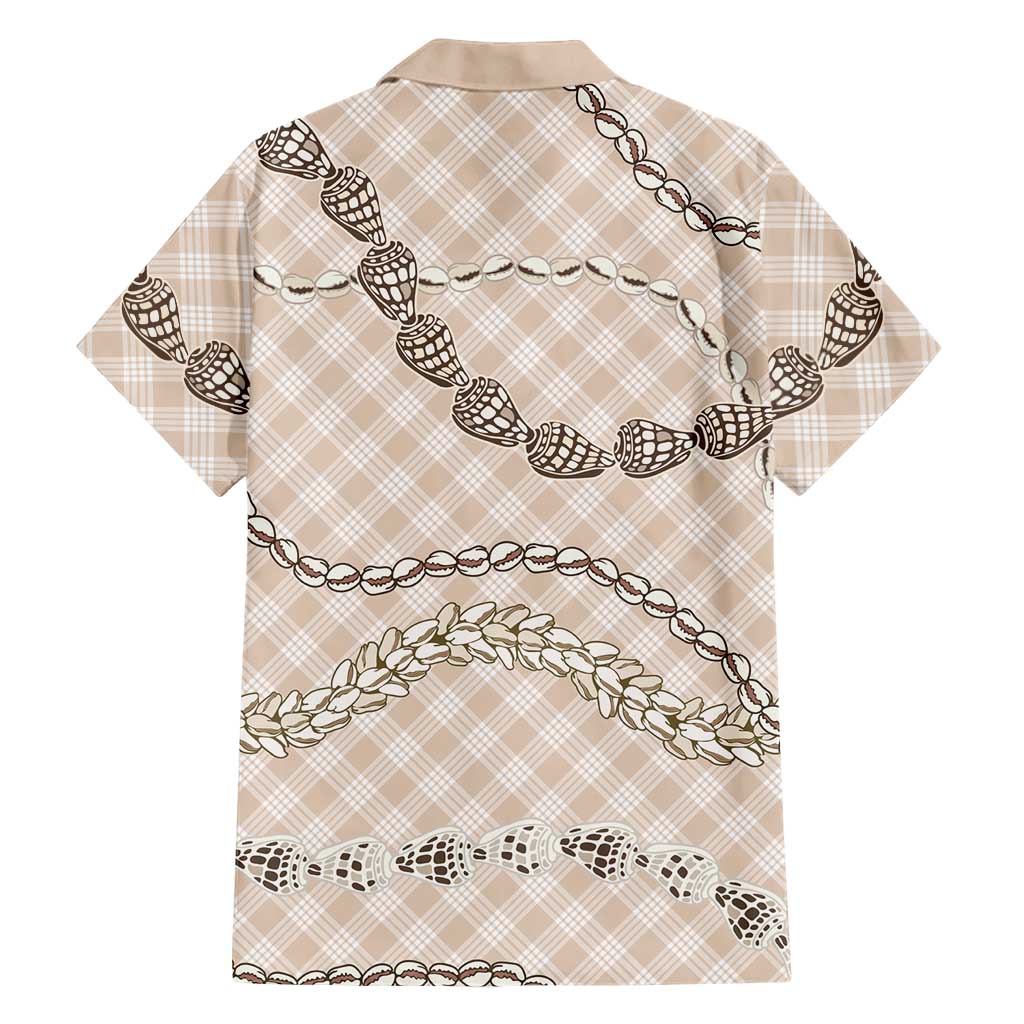 Beige Aloha Hawaii Shell Lei Family Matching Short Sleeve Bodycon Dress and Hawaiian Shirt Palaka Hebrew Cone Honey Cowrie Elegant Curves LT14 - Polynesian Pride