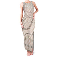 Beige Aloha Hawaii Shell Lei Family Matching Tank Maxi Dress and Hawaiian Shirt Palaka Hebrew Cone Honey Cowrie Elegant Curves LT14 Mom's Dress Beige - Polynesian Pride
