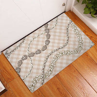 Beige Aloha Hawaii Shell Lei Rubber Doormat Palaka Hebrew Cone Honey Cowrie Elegant Curves - Polynesian Pride