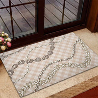Beige Aloha Hawaii Shell Lei Rubber Doormat Palaka Hebrew Cone Honey Cowrie Elegant Curves - Polynesian Pride