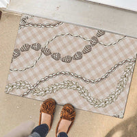 Beige Aloha Hawaii Shell Lei Rubber Doormat Palaka Hebrew Cone Honey Cowrie Elegant Curves - Polynesian Pride