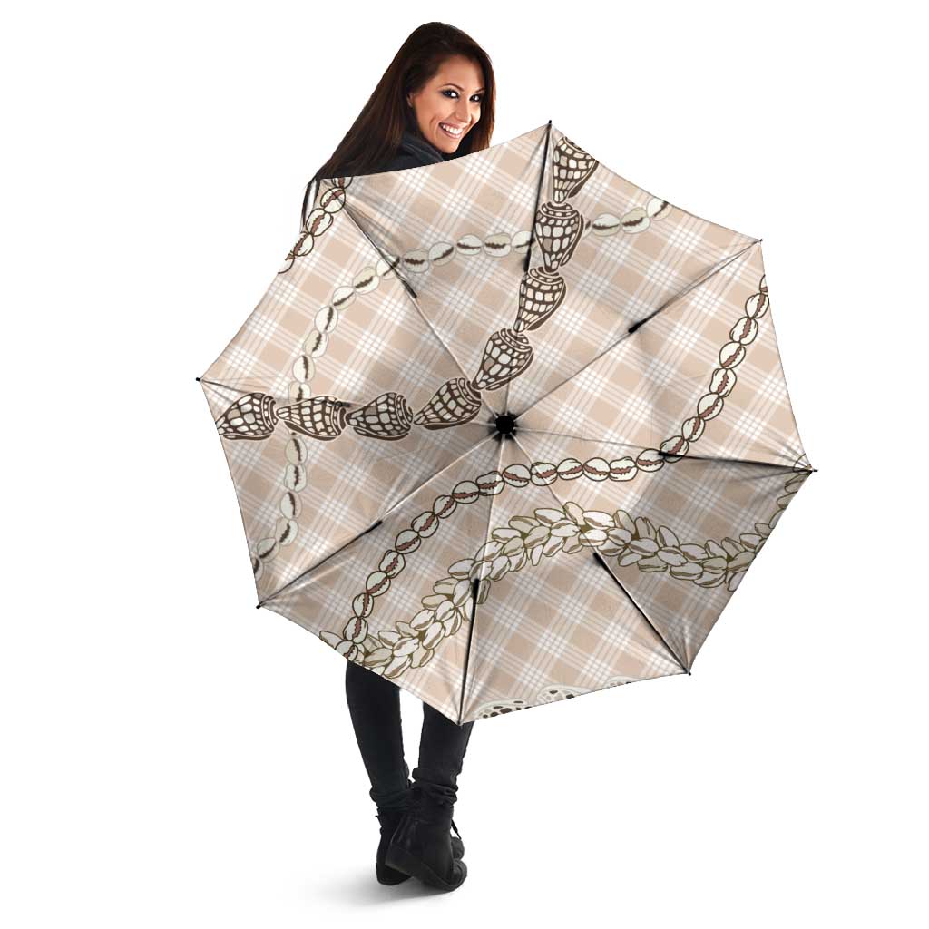 Beige Aloha Hawaii Shell Lei Umbrella Palaka Hebrew Cone Honey Cowrie Elegant Curves - Polynesian Pride