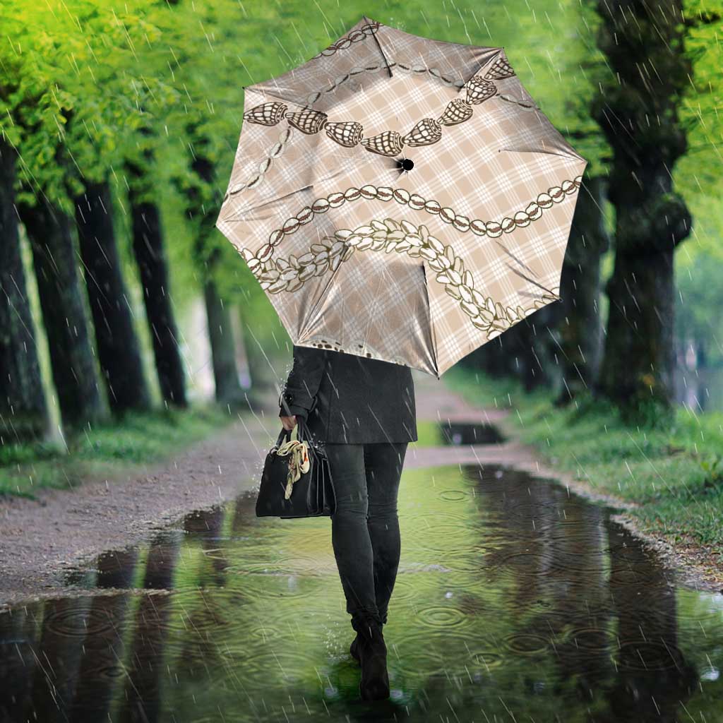 Beige Aloha Hawaii Shell Lei Umbrella Palaka Hebrew Cone Honey Cowrie Elegant Curves - Polynesian Pride