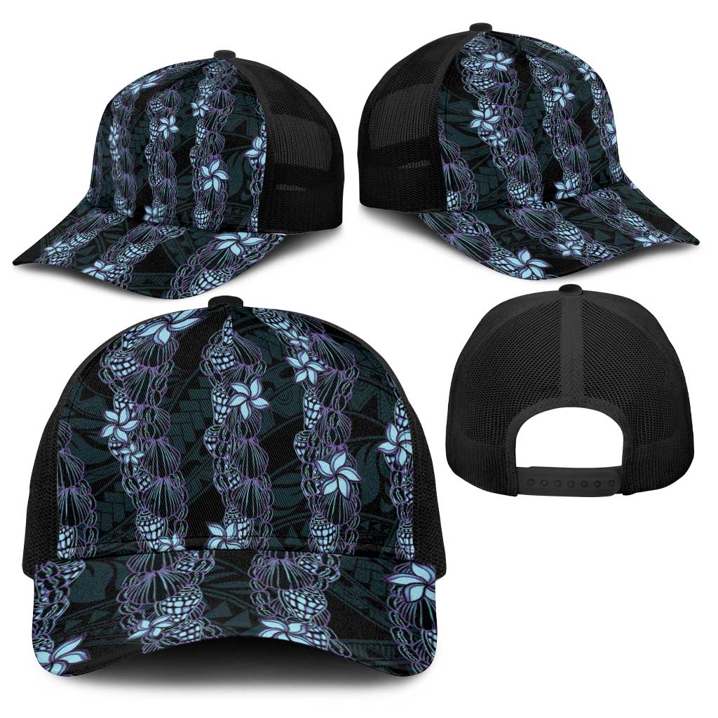 Purple Paradise Hawaii Shell Lei Baseball Net Cap Hawaiian Sunrise Shell Hebrew Cone Plumeria - Polynesian Pride