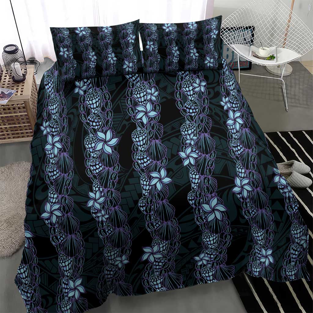 Purple Paradise Hawaii Shell Lei Bedding Set Hawaiian Sunrise Shell Hebrew Cone Plumeria - Polynesian Pride
