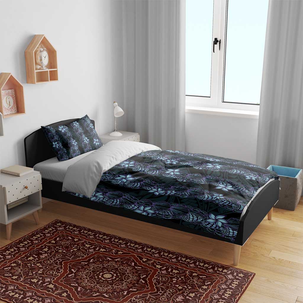 Purple Paradise Hawaii Shell Lei Bedding Set Hawaiian Sunrise Shell Hebrew Cone Plumeria - Polynesian Pride