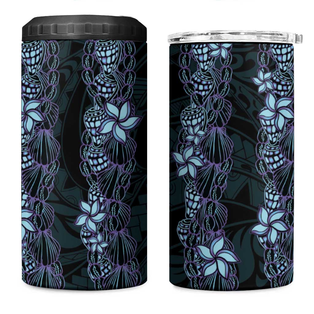 Purple Paradise Hawaii Shell Lei 4 in 1 Can Cooler Tumbler Hawaiian Sunrise Shell Hebrew Cone Plumeria - Polynesian Pride
