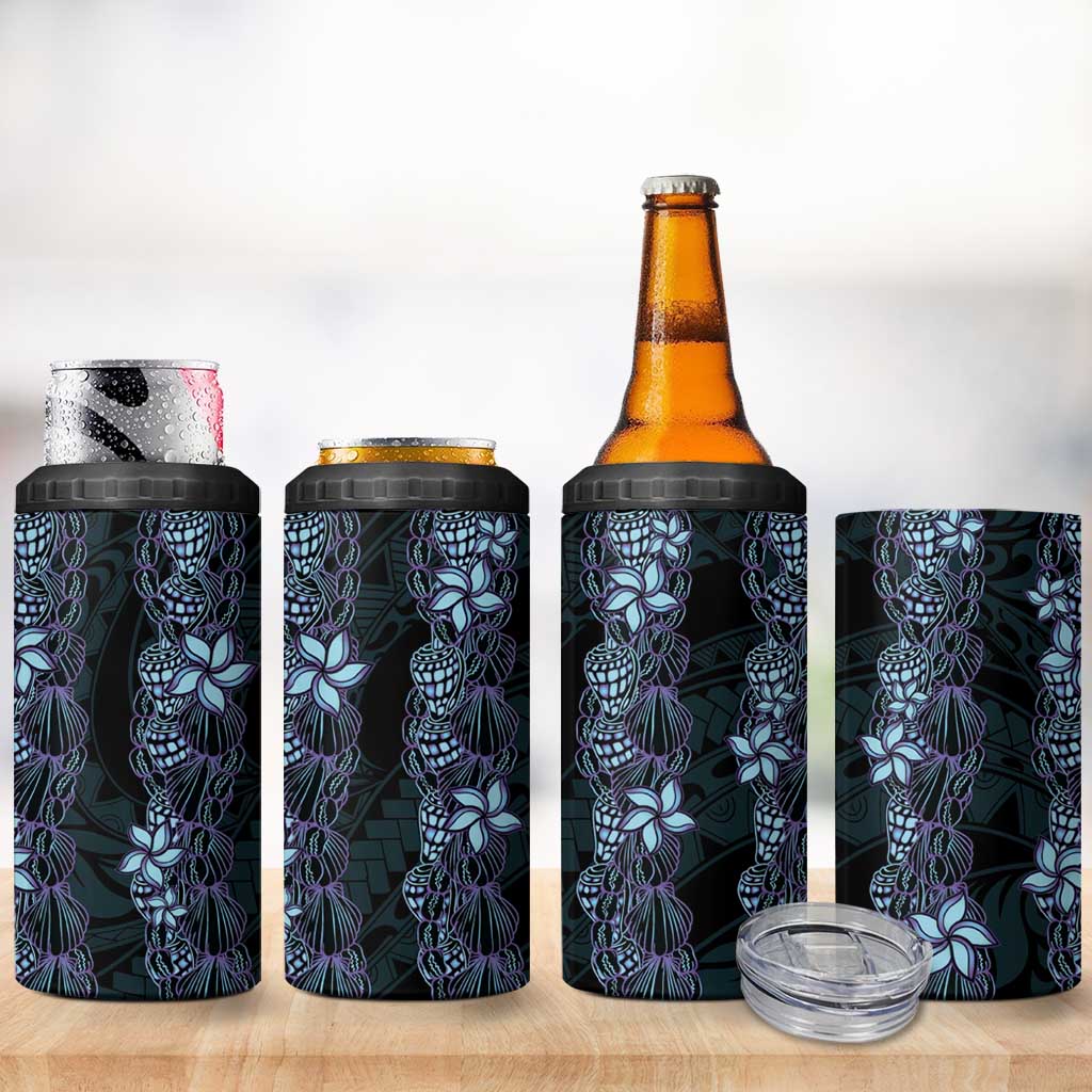Purple Paradise Hawaii Shell Lei 4 in 1 Can Cooler Tumbler Hawaiian Sunrise Shell Hebrew Cone Plumeria - Polynesian Pride