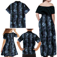 Purple Paradise Hawaii Shell Lei Family Matching Off Shoulder Maxi Dress and Hawaiian Shirt Hawaiian Sunrise Shell Hebrew Cone Plumeria LT14 - Polynesian Pride