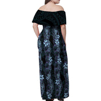 Purple Paradise Hawaii Shell Lei Family Matching Off Shoulder Maxi Dress and Hawaiian Shirt Hawaiian Sunrise Shell Hebrew Cone Plumeria LT14 - Polynesian Pride
